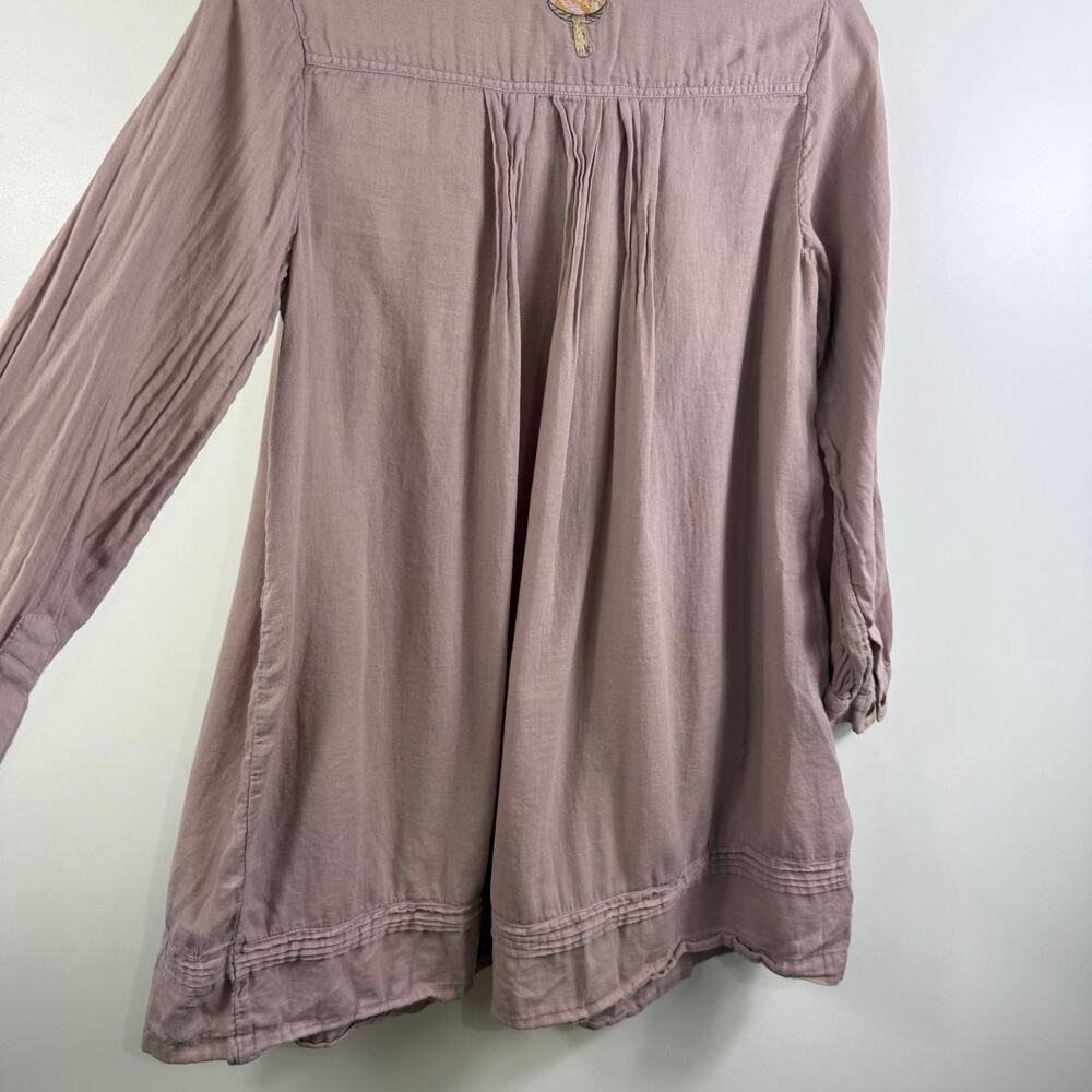 April Cornell Burnished Lilac Mushroom Artist Smock Tunic Small Embroidered - Picture 13 of 15